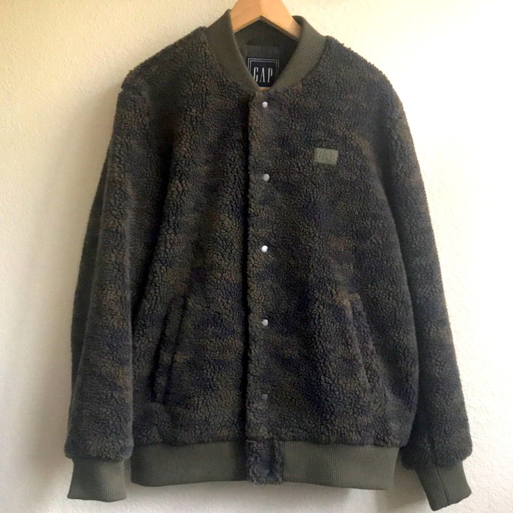 Camo Sherpa bomber jacket fleece shirt jacket shacket